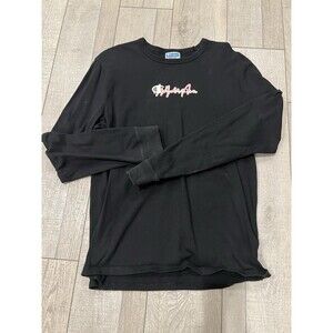 Champion T Shirt Mens Medium Black Crew Neck Long Sleeve Cotton reverse weave